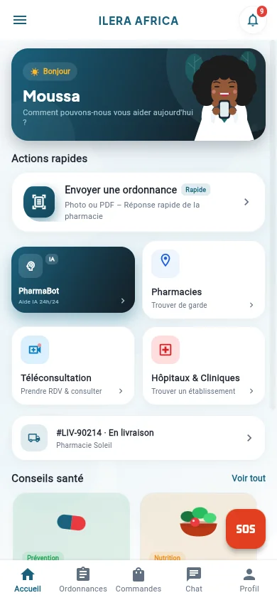 Écran Profil de l'app Patient